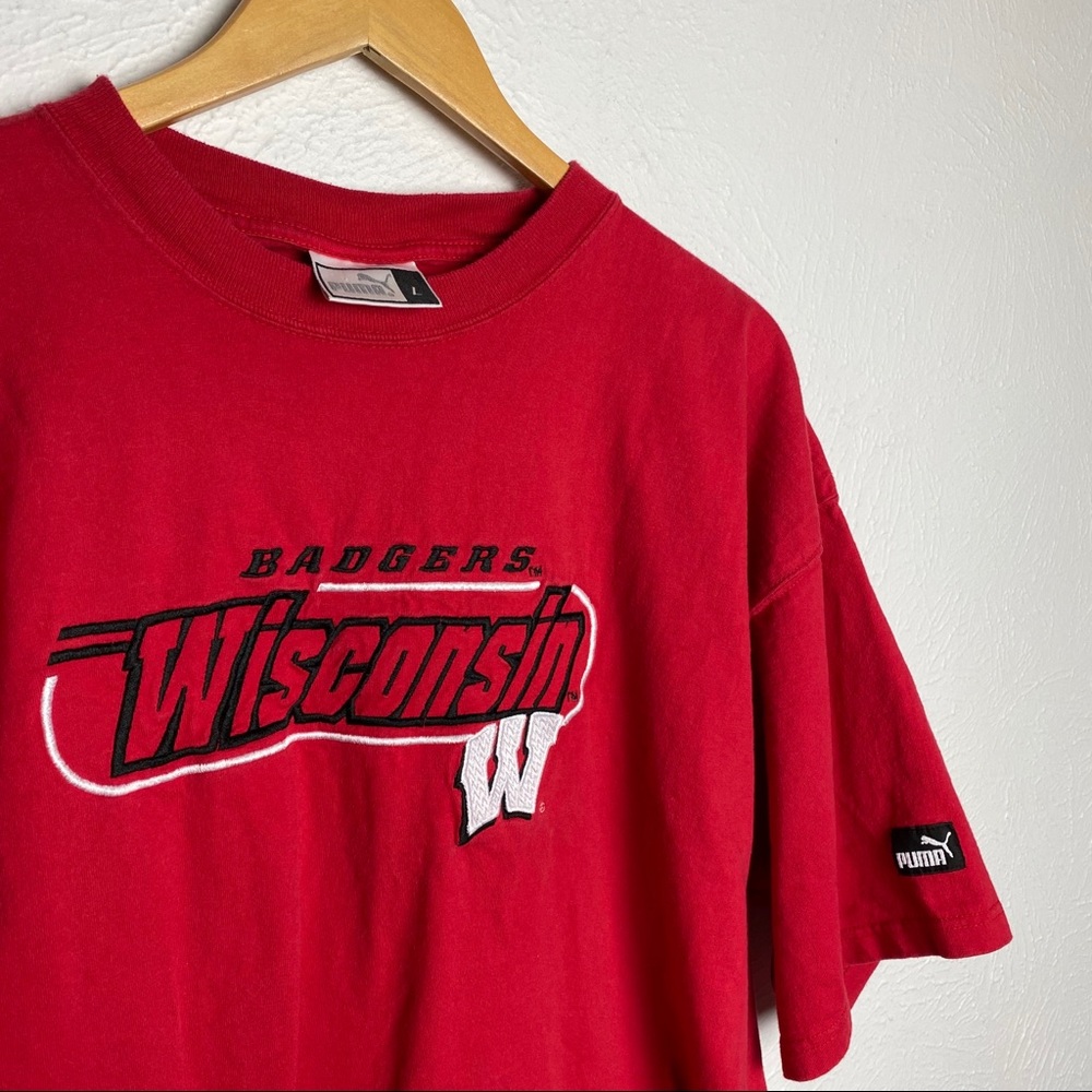 Vintage Puma Wisconsin Badgers Embroidered T Shirt